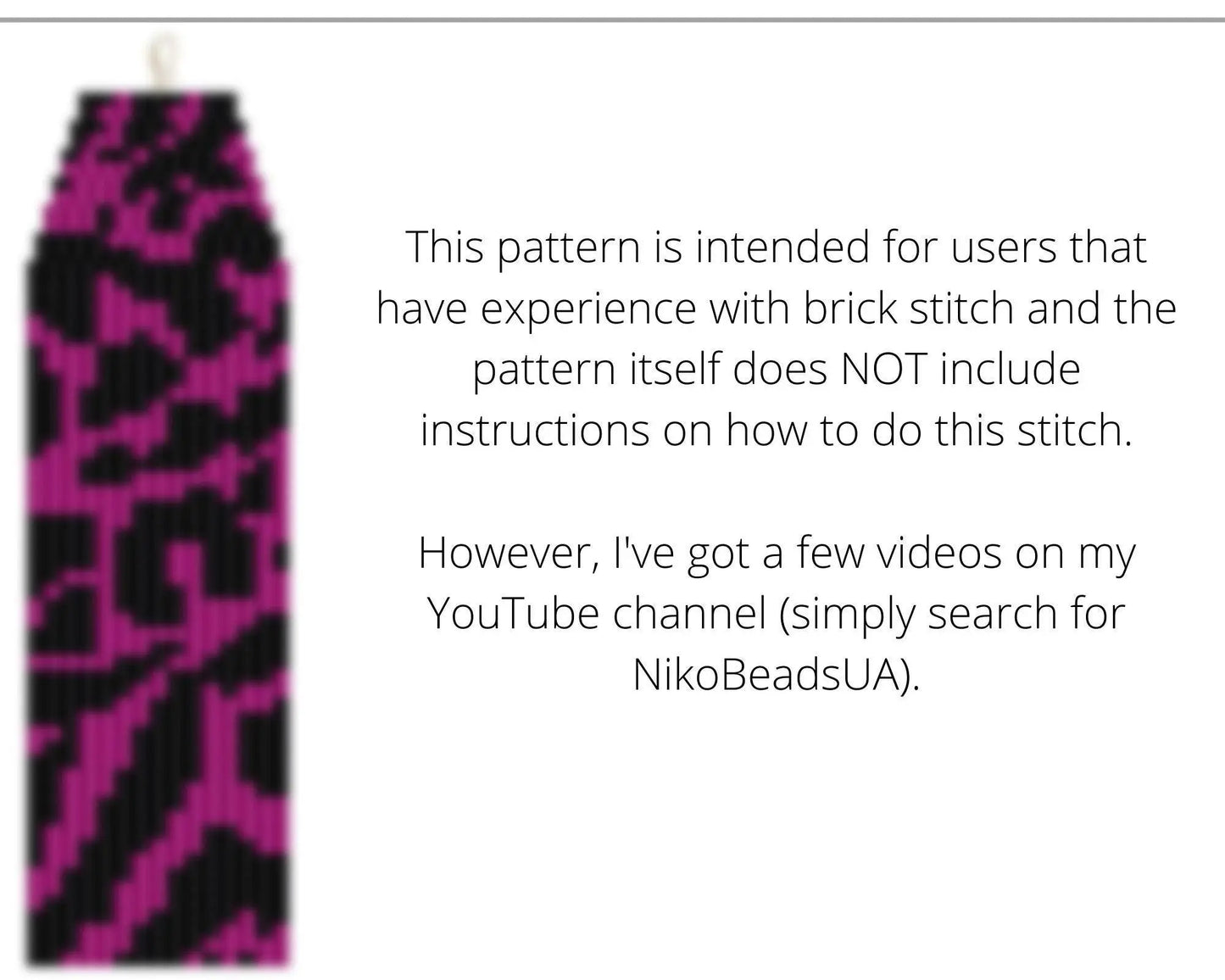 Hot Pink Cheetah Brick Stitch pattern for fringe beaded earrings - NikoBeadsUA