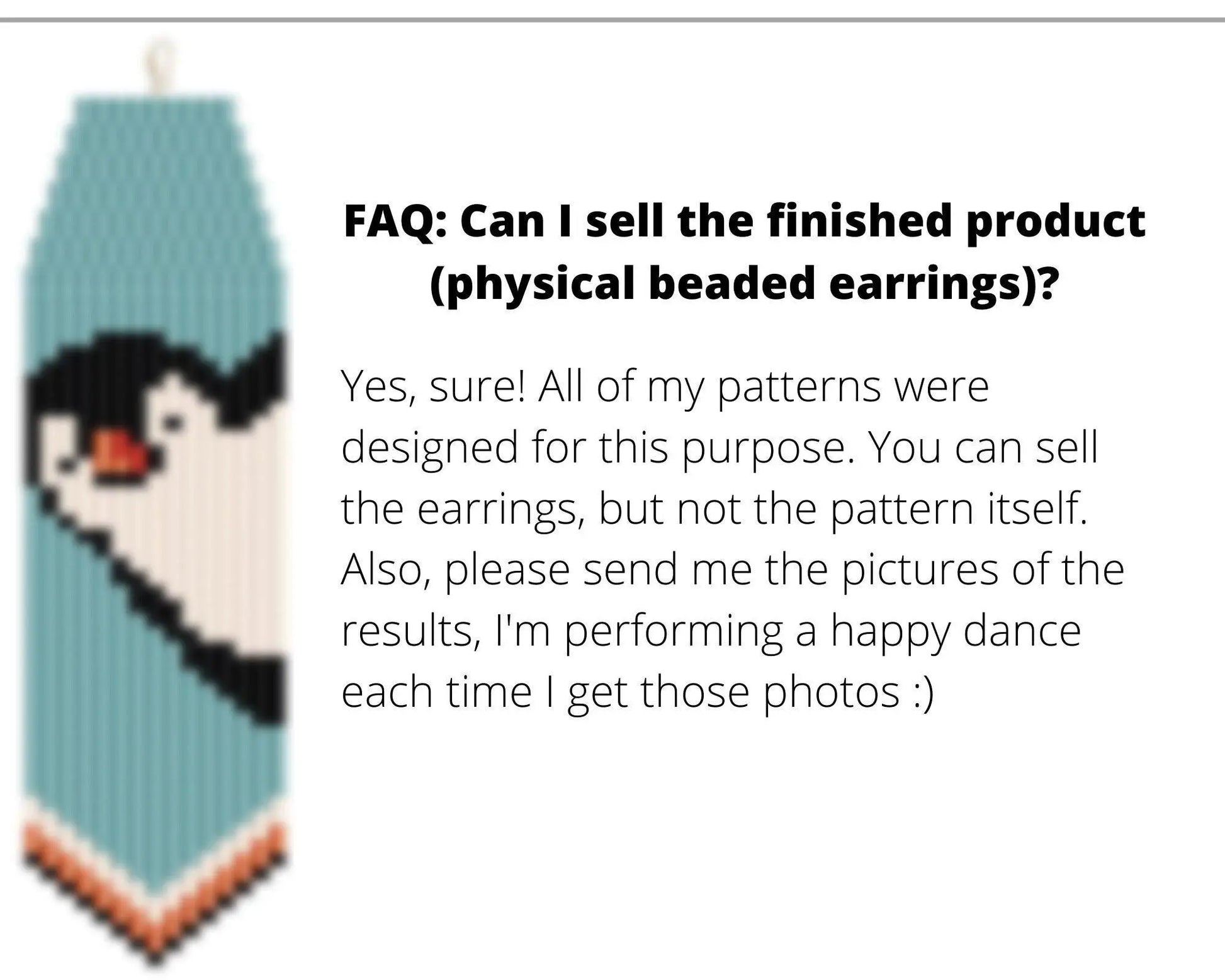 Penguin Brick Stitch pattern for fringe beaded earrings - NikoBeadsUA
