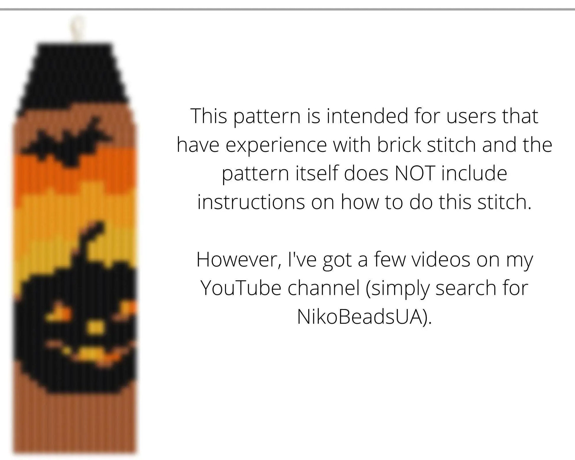 Halloween Brick Stitch pattern for fringe beaded earrings, pumpkin pattern - NikoBeadsUA