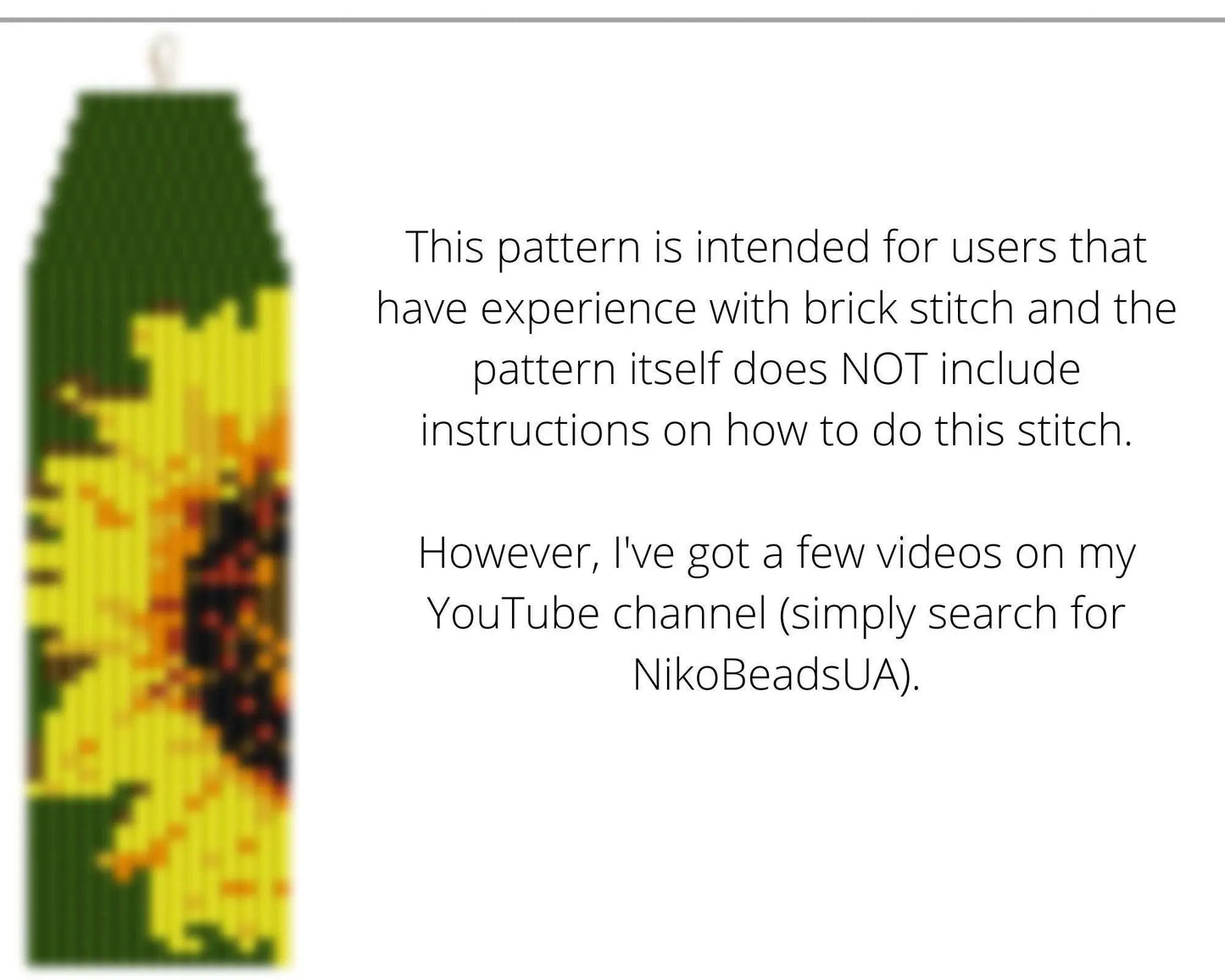 Sunflower Brick Stitch pattern for fringe beaded earrings - NikoBeadsUA