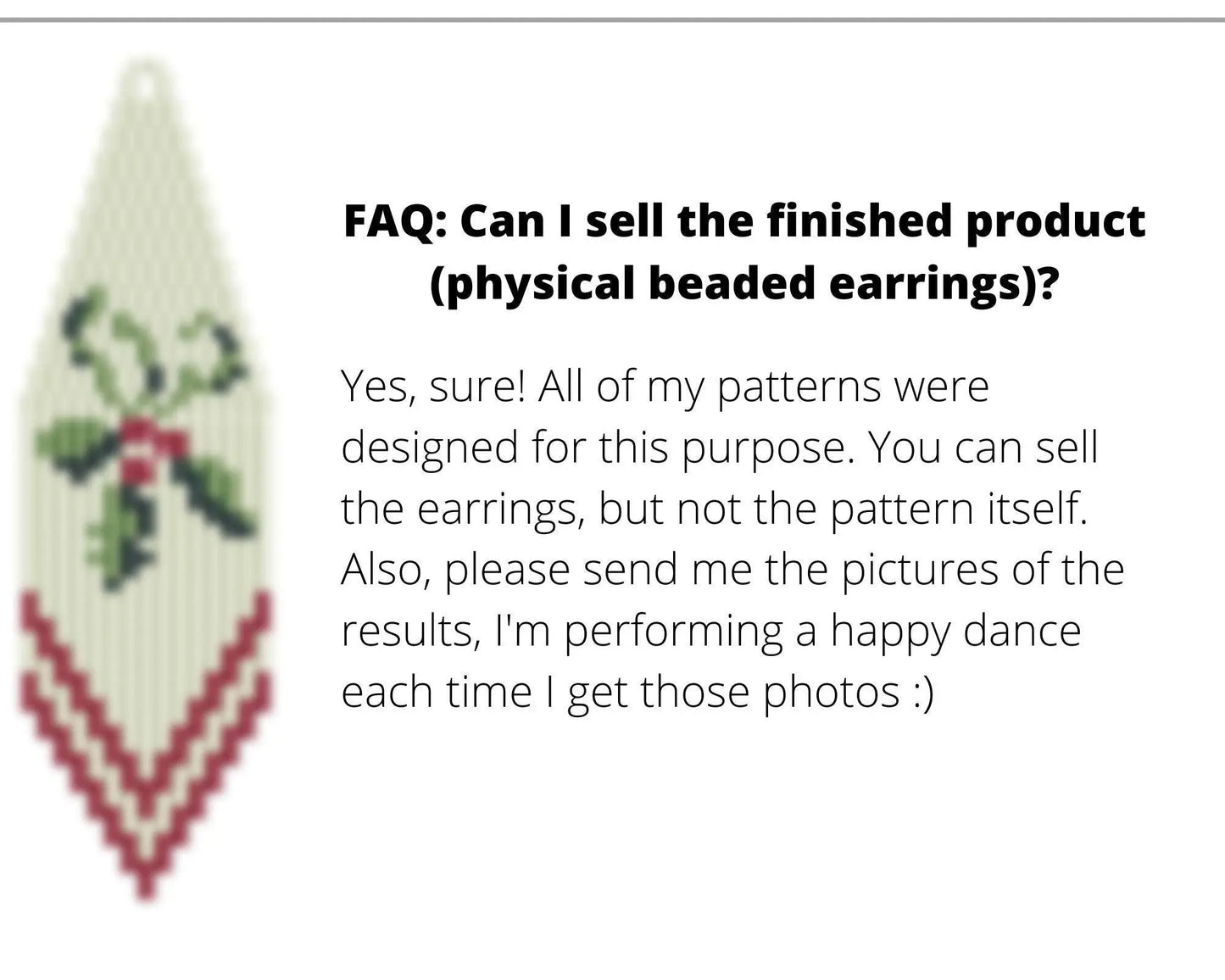 Christmas Holly Brick Stitch pattern for beaded fringe earrings - NikoBeadsUA