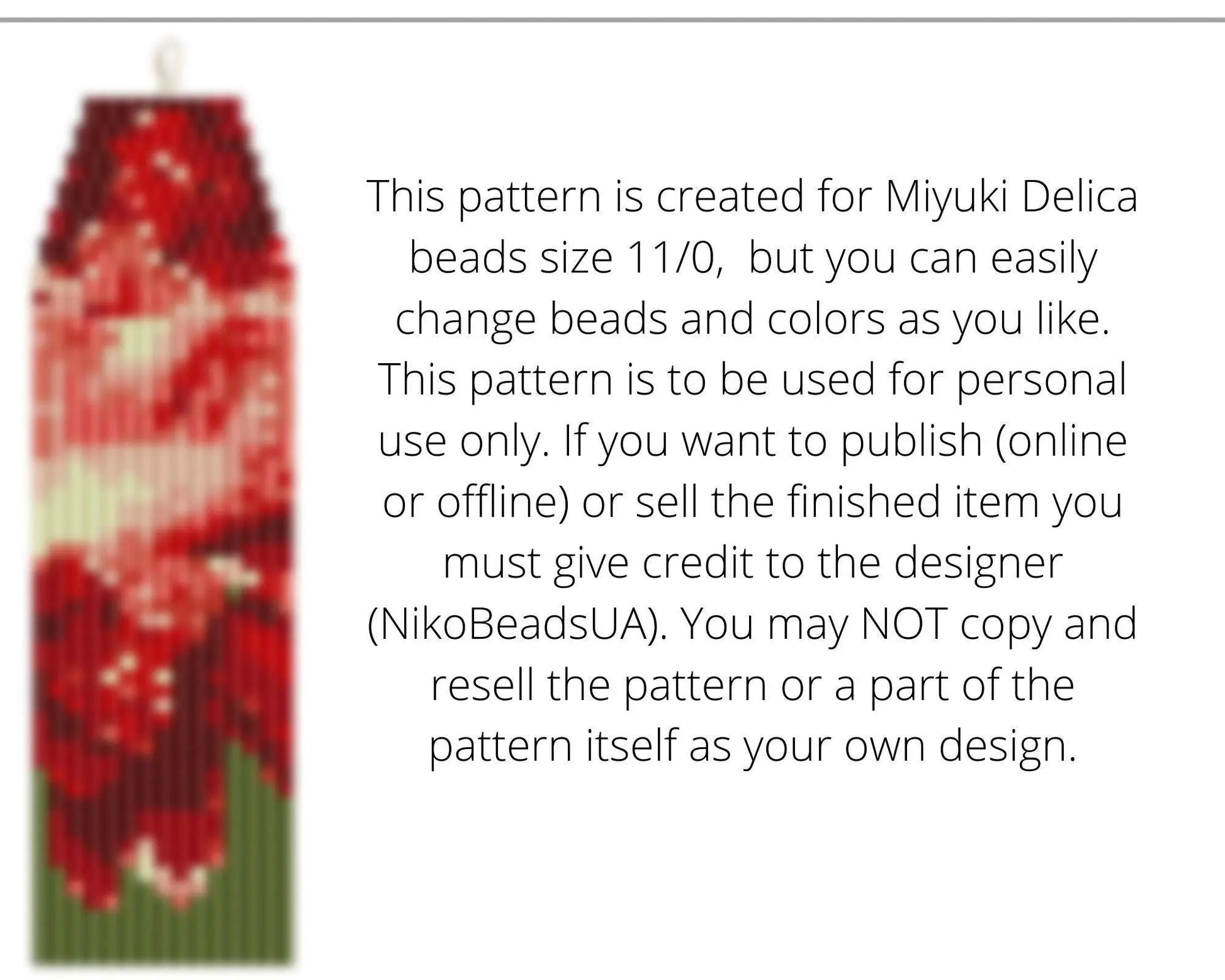 Dahlia Brick Stitch pattern for fringe beaded earrings - NikoBeadsUA