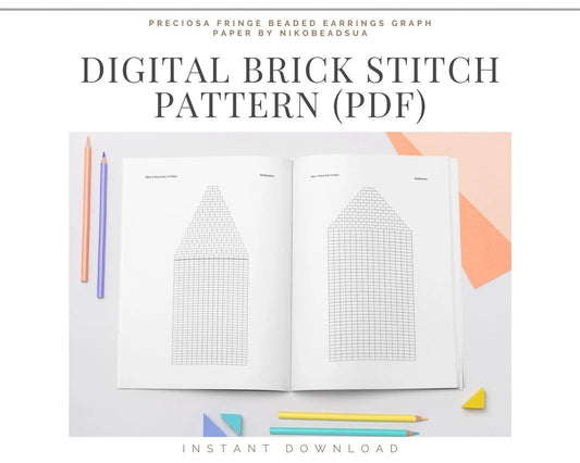 Brick stitch blank pattern for fringe beaded earrings - NikoBeadsUA