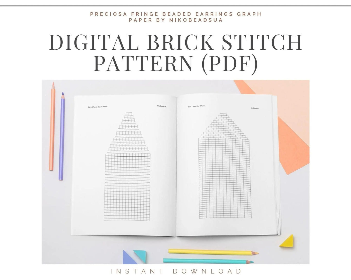 Brick stitch blank pattern for fringe beaded earrings - NikoBeadsUA