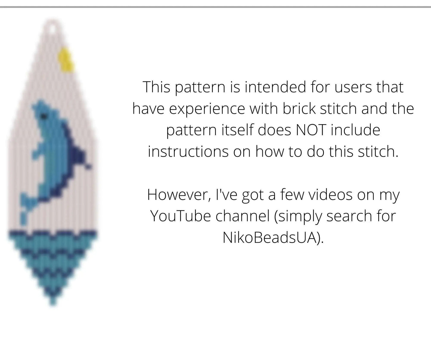 Dolphin Brick Stitch pattern for fringe beaded earrings - NikoBeadsUA