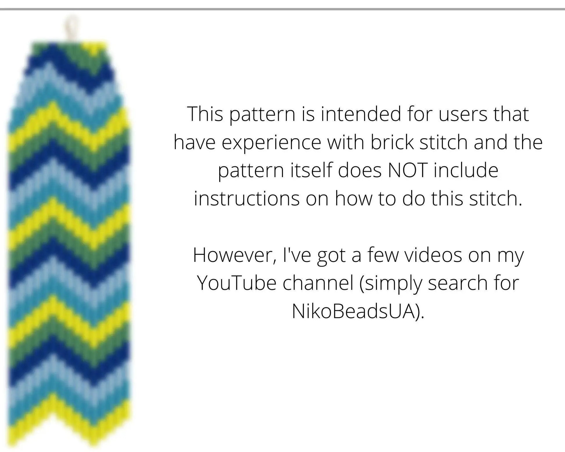 Zigzag Brick Stitch pattern for fringe beaded earrings - NikoBeadsUA