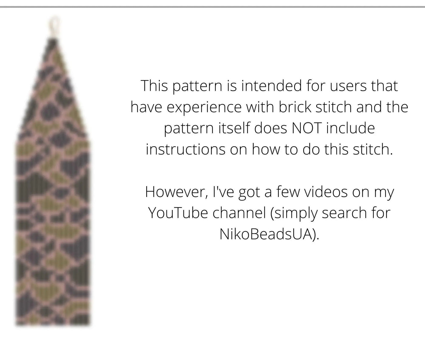 Snake Brick Stitch pattern for fringe beaded earrings - Toho beads - NikoBeadsUA