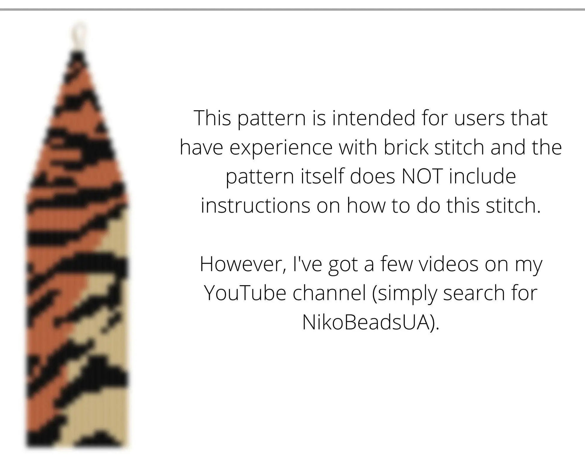 Tiger Brick Stitch pattern for fringe beaded earrings - Toho beads - NikoBeadsUA