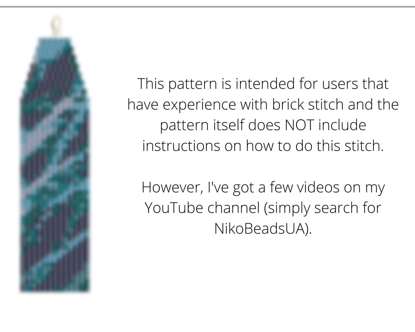 Blue Geode Brick Stitch pattern for fringe beaded earrings - NikoBeadsUA