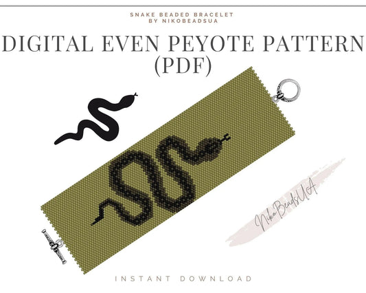Snake even peyote pattern for beaded bracelet - NikoBeadsUA