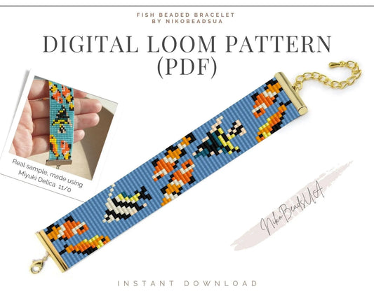 Fish Loom pattern for beaded bracelet - NikoBeadsUA