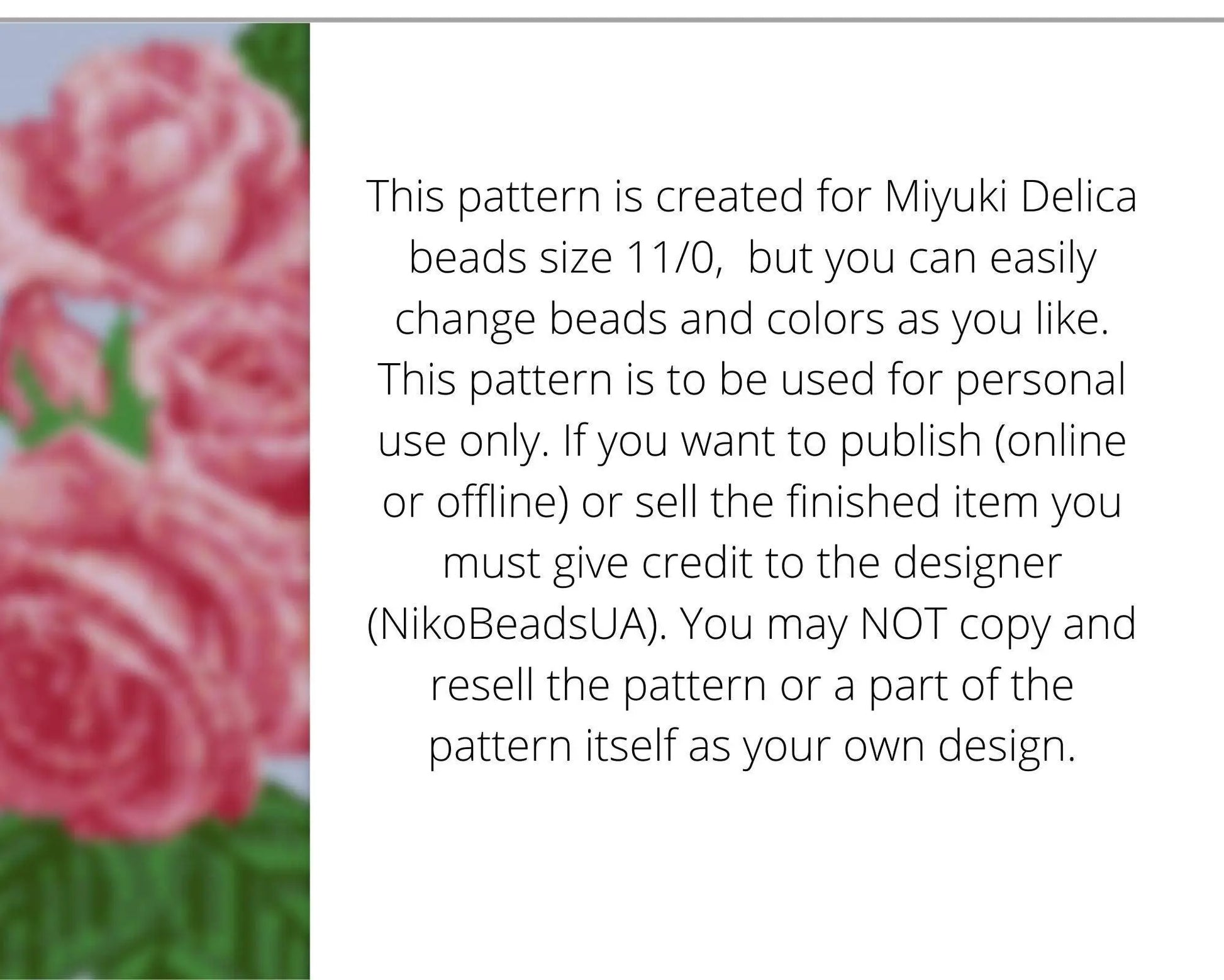 Roses even peyote pattern for beaded bracelet - NikoBeadsUA