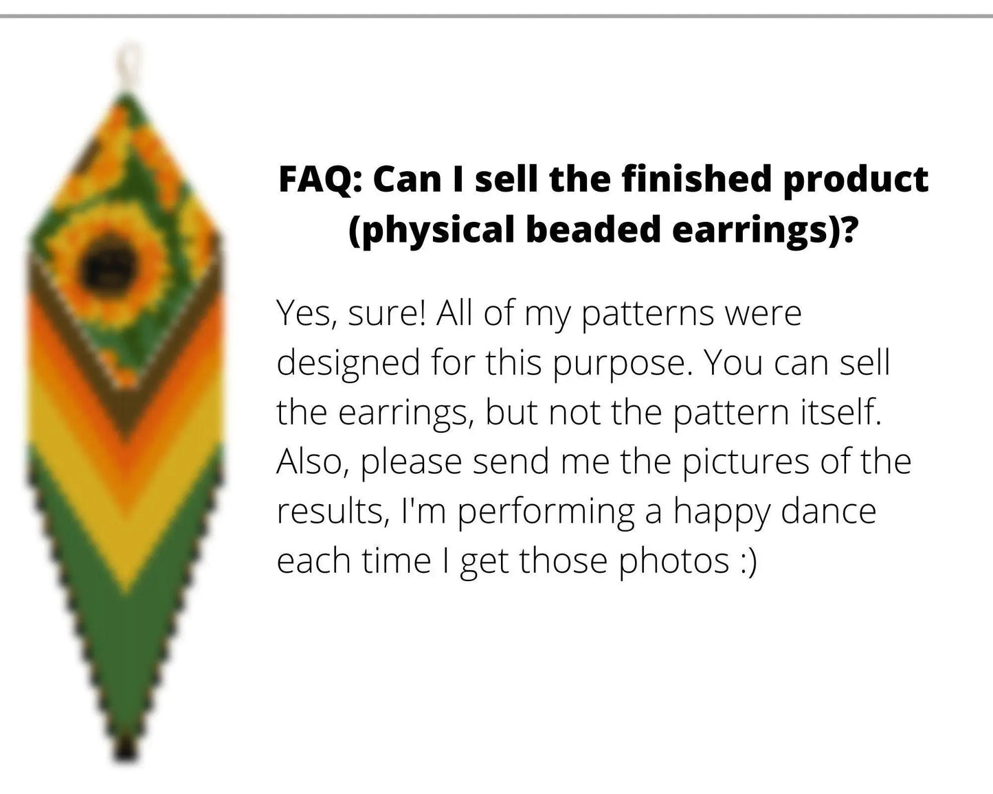 Sunflower Brick Stitch pattern for fringe beaded earrings with diamond top - NikoBeadsUA