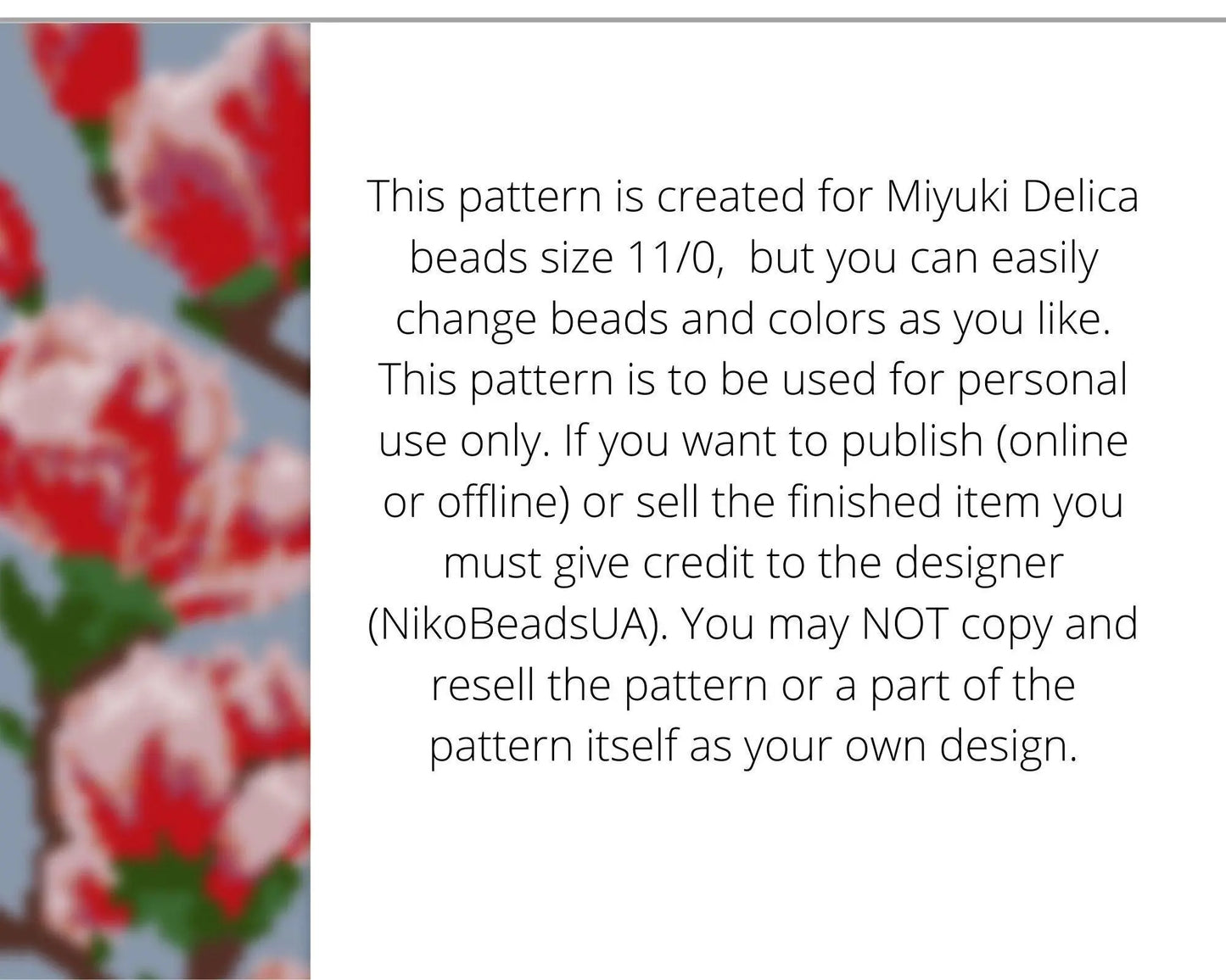 Magnolia even peyote pattern for beaded bracelet - NikoBeadsUA