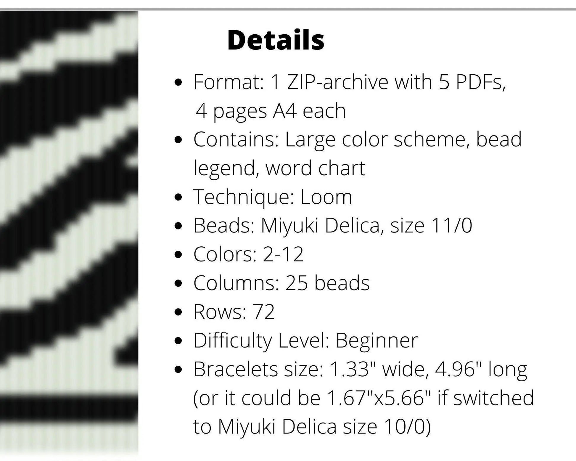 Set of 5 Animal Print Loom Bracelets patterns for Miyuki Delica - NikoBeadsUA
