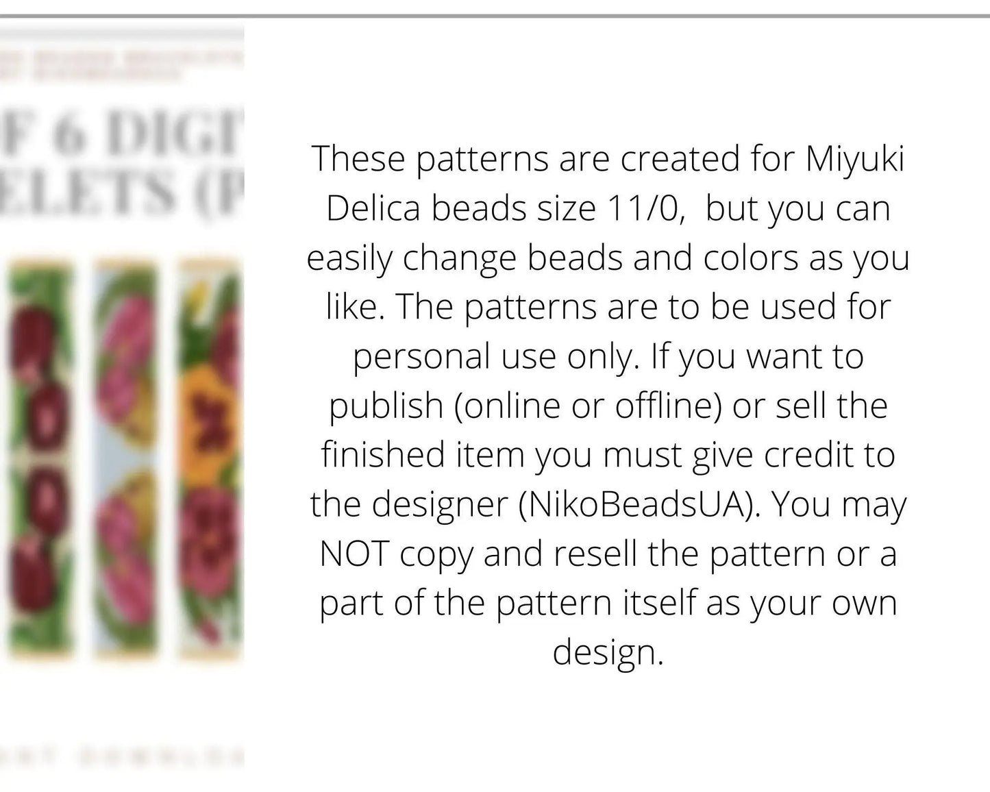 Set of 6 Flower Loom Bracelets patterns for Miyuki Delica - NikoBeadsUA