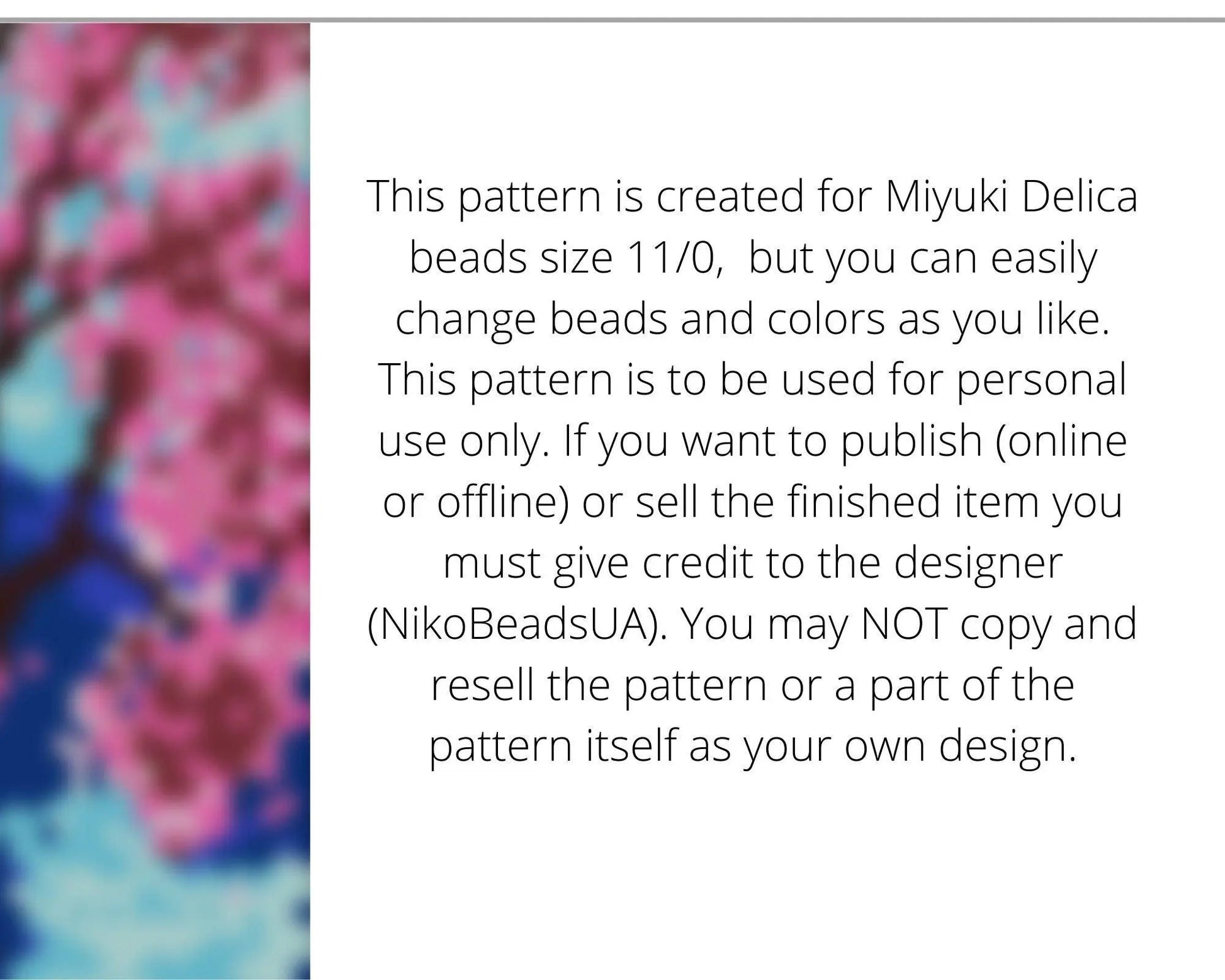 Sakura even peyote pattern for beaded bracelet - NikoBeadsUA