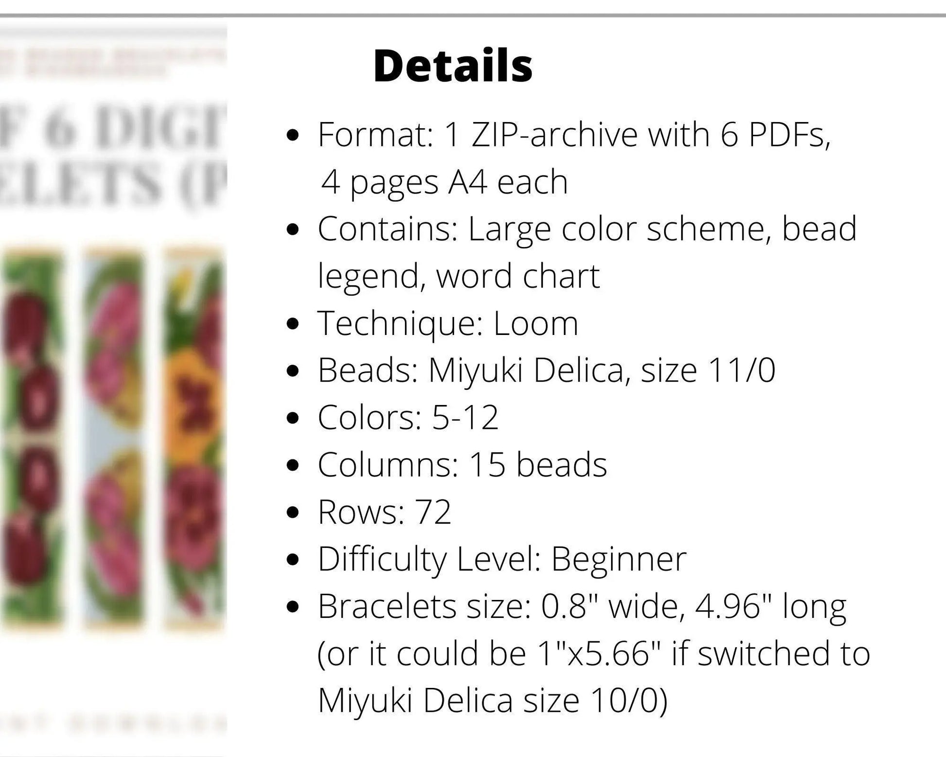 Set of 6 Flower Loom Bracelets patterns for Miyuki Delica - NikoBeadsUA